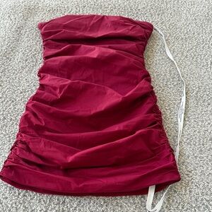 Brand New Lucy In The Sky Red ruched mini dress size medium